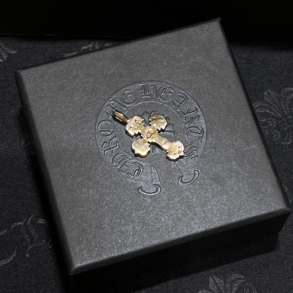 Chrome Hearts 22K Gold Filigree Emerald Pendant Charm Necklace