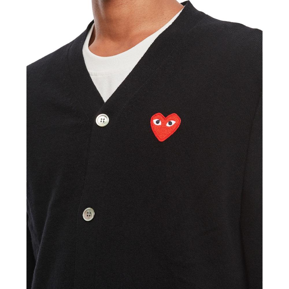 Comme des Garcons Classic Men's Red Heart Black Cardigan P1N0081