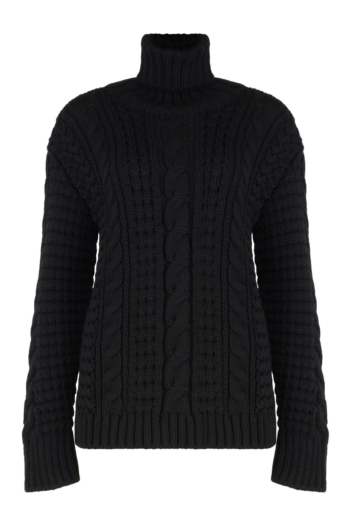 Moncler Black Wool Turtleneck Knit Sweater