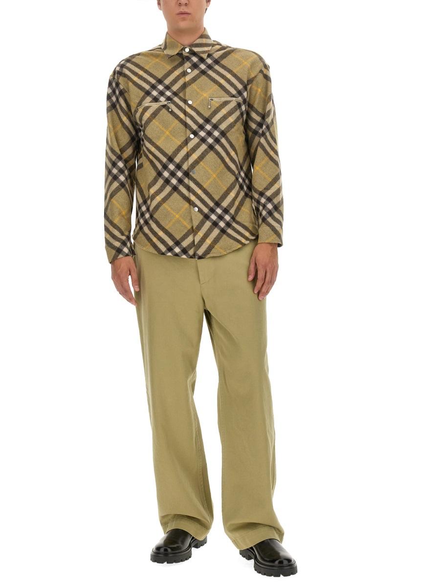 BURBERRY Long Sleeve Shirt Men Cotton Check Beige