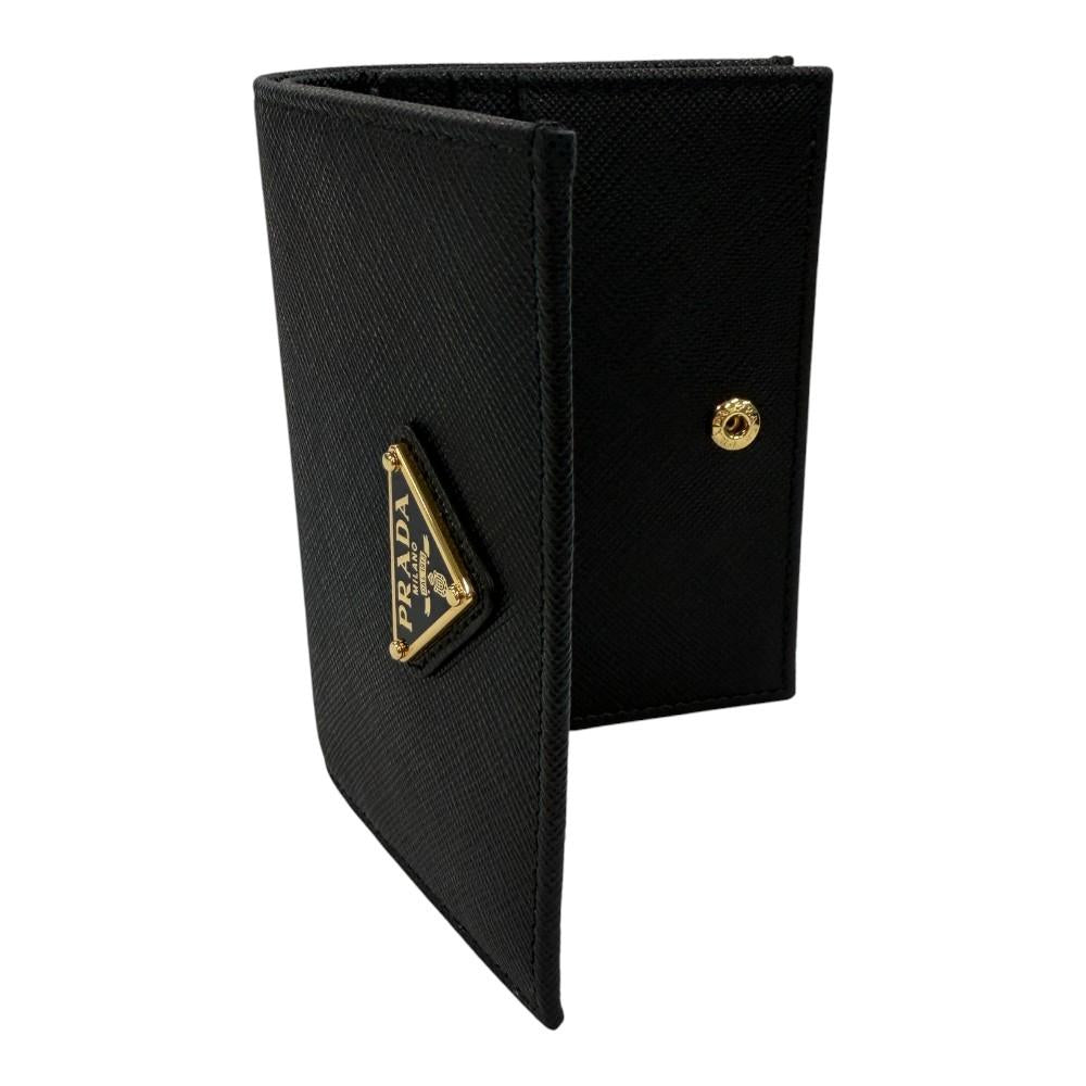 PRADA Saffiano Leather Triangle Logo Small Bifold Wallet