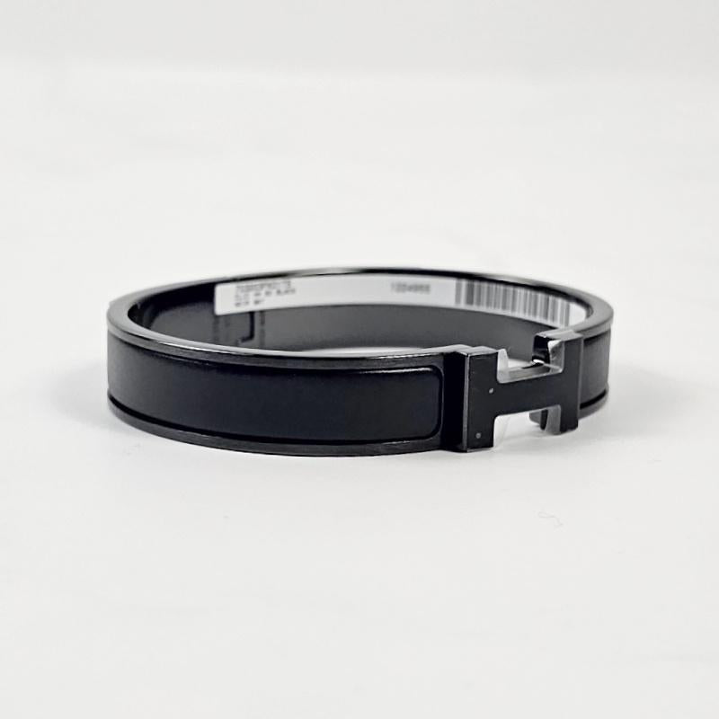 HERMES So Black Enamel Click H Bracelet Men’s Black Jewelry