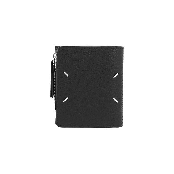 Maison Margiela Stitch Grain Flap Zip Card Holder Wallet Black