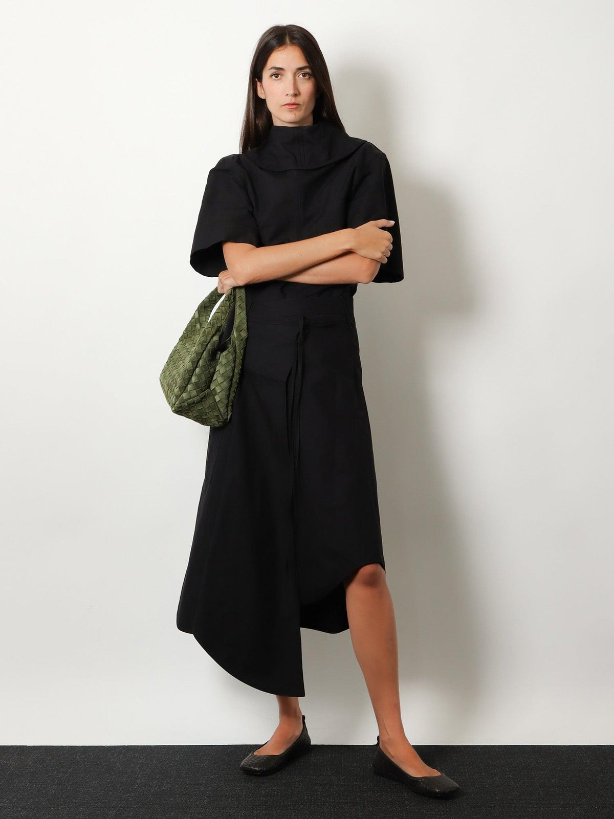 Bottega Veneta Black Wool Long Skirt
