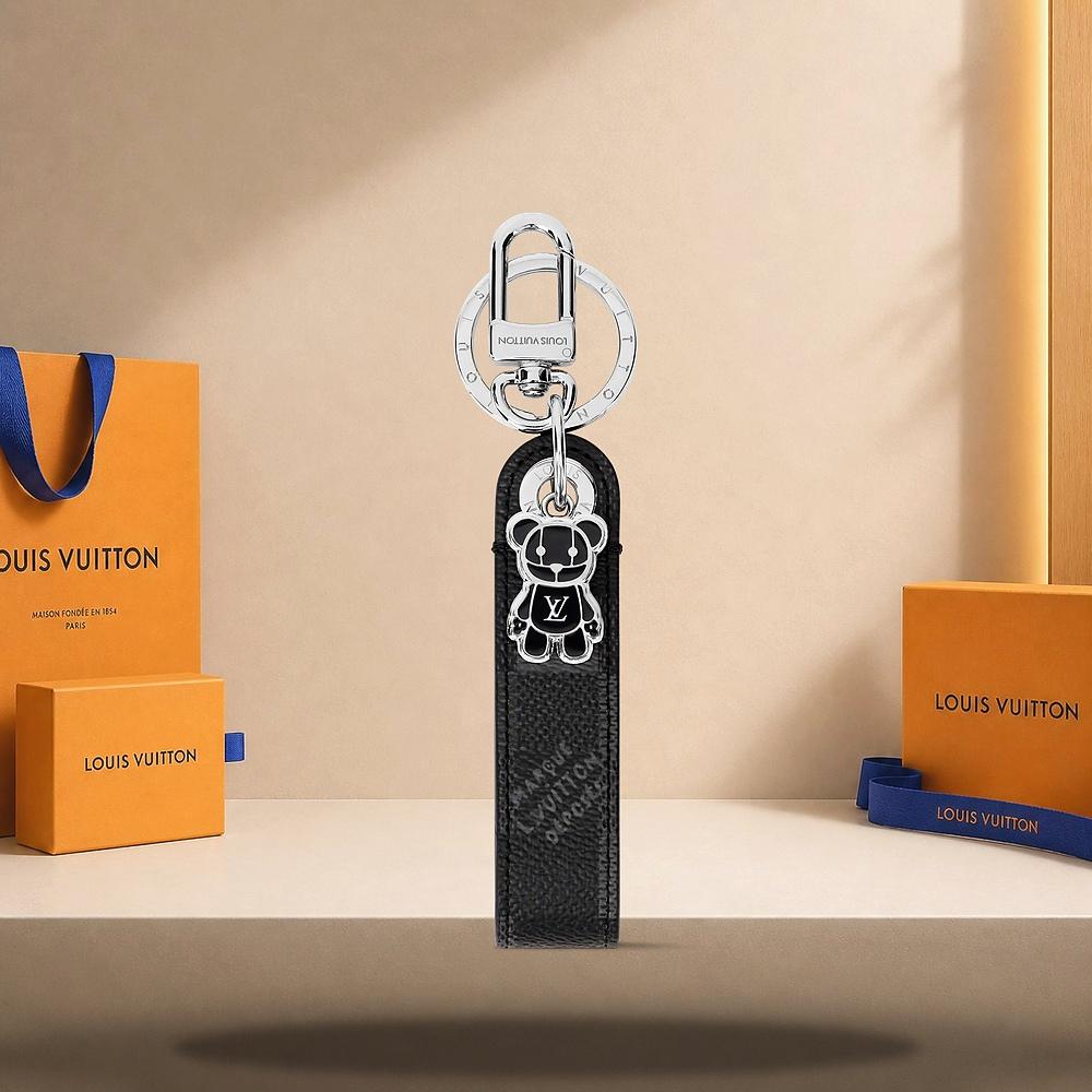 Louis Vuitton Damoflage Denim Black LV Bear Dragonne Key Holder Bag Charm