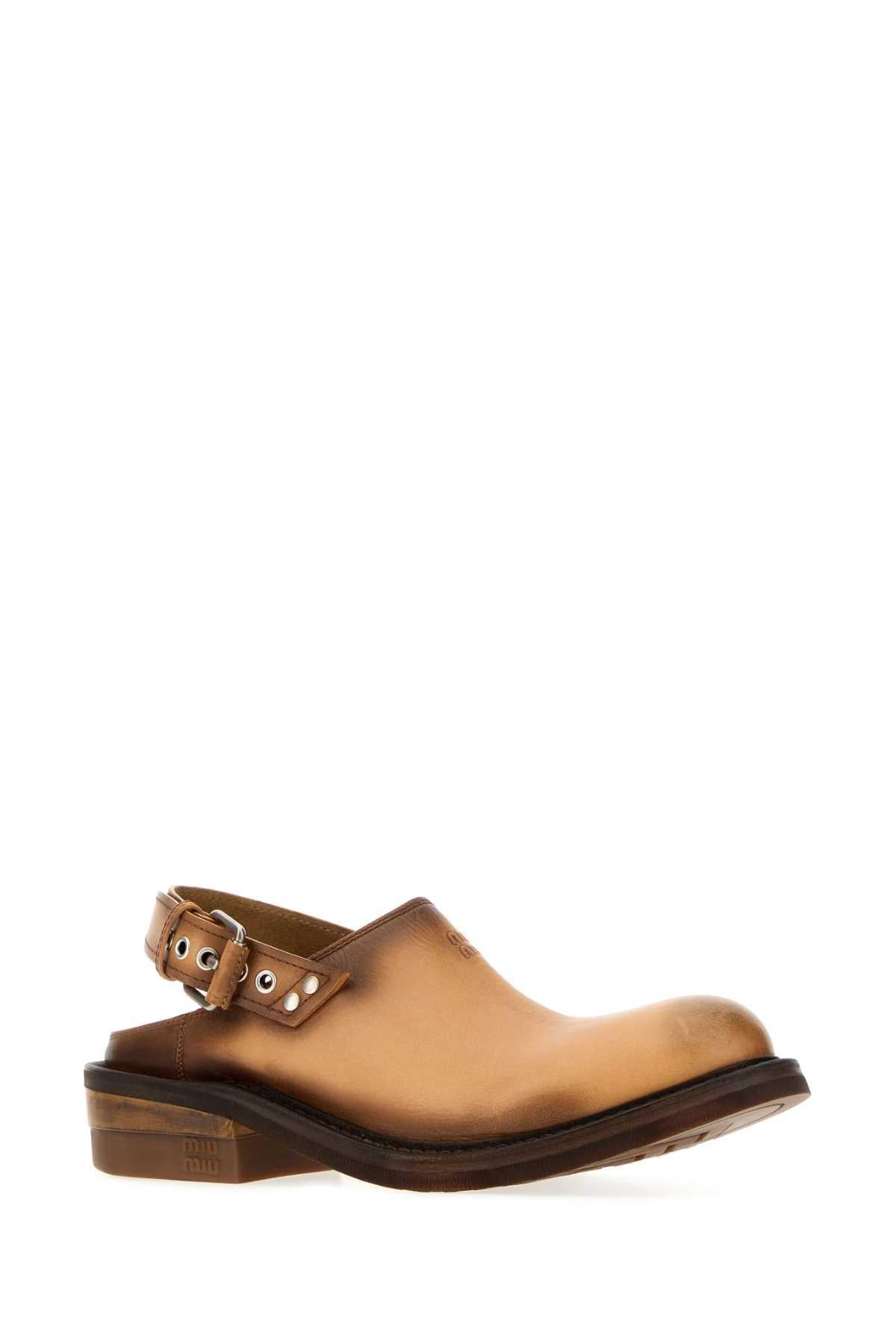 Miu Miu Leather Mules Sandals White Women’s Shoes