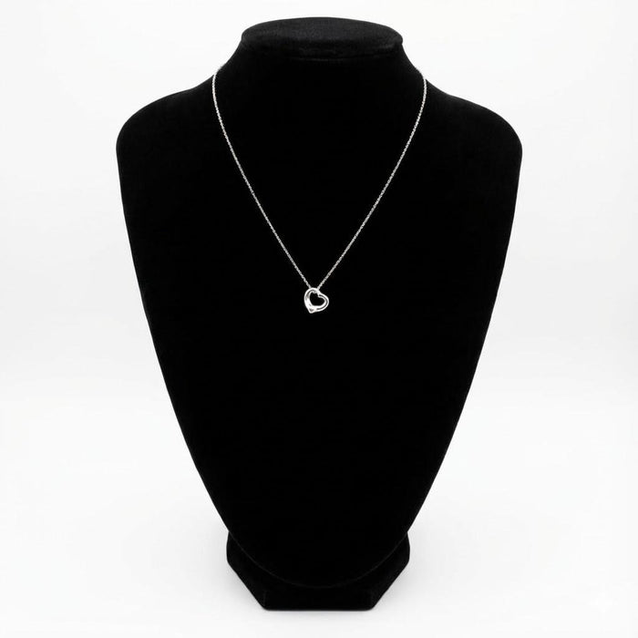 Tiffany & Co 925 Sterling Silver Open Heart Necklace 11mm
