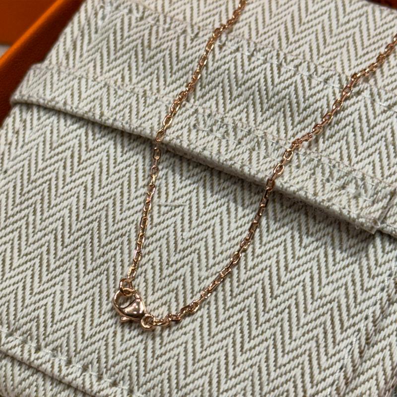 HERMES Mini Pop H Necklace Beige Rose Gold Unisex
