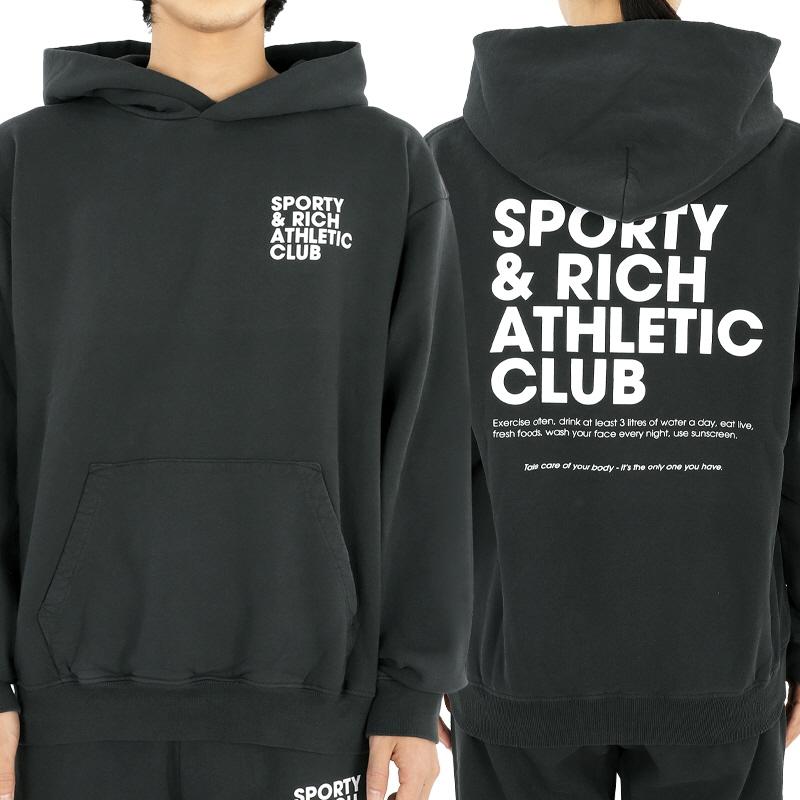 SPORTY&RICH Unisex Black Exercise Often Hoodie Sweatshirt