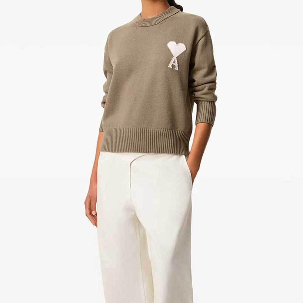 AMI Wool Cotton Crewneck Ami de Coeur Sweater