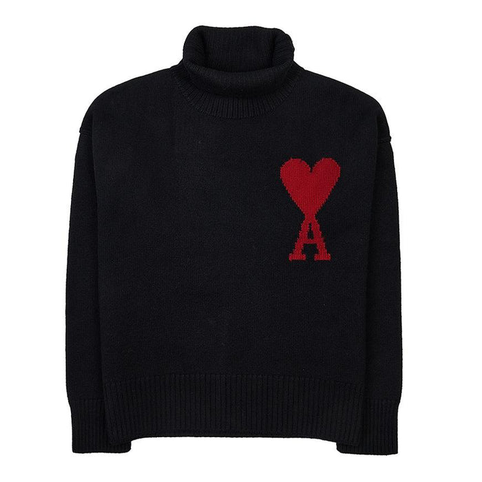 AMI Unisex Big Heart Logo Wool Turtleneck Sweater 018 009