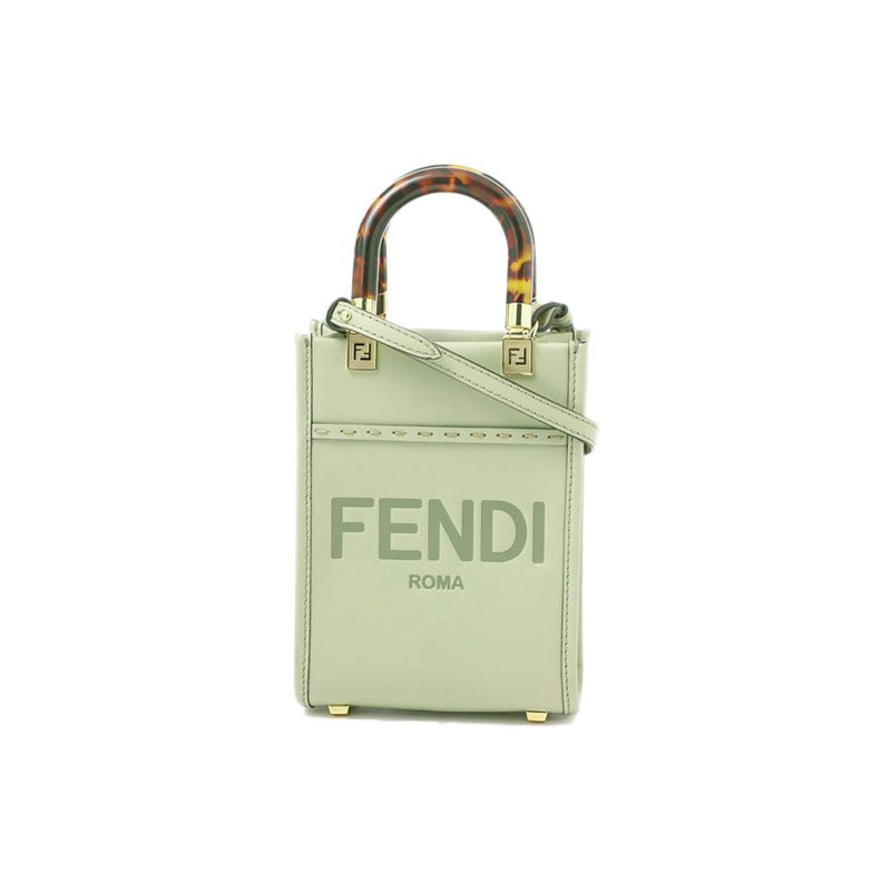 FENDI Logo Sunshine Mini Crossbody Tote Bag Green Tea