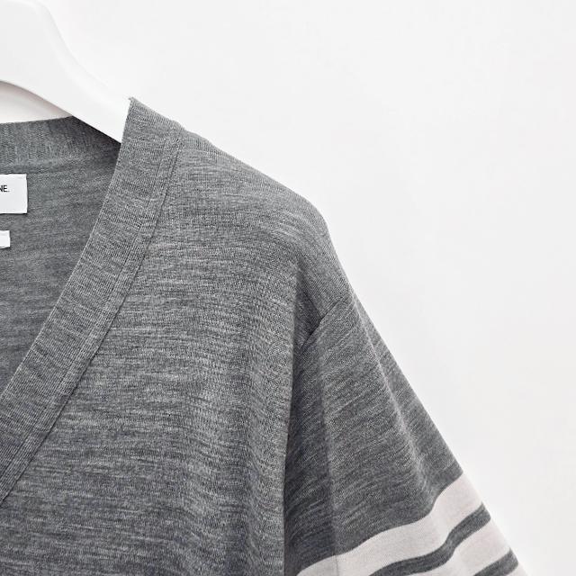 THOM BROWNE 4-Bar Armband Merino Wool Cardigan Gray Men