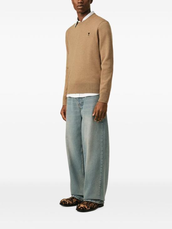 AMI ADC Logo Crewneck Sweater Camel Black Men’s Knit