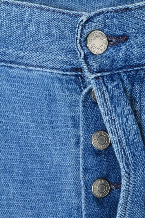 Dries Van Noten Light Blue Pleated Denim Jeans 242 020934 9378 514