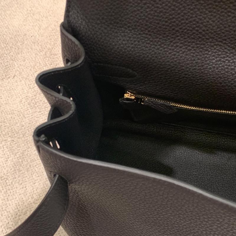 HERMES Kelly Black Leather Tote Bag with Gold Hardware