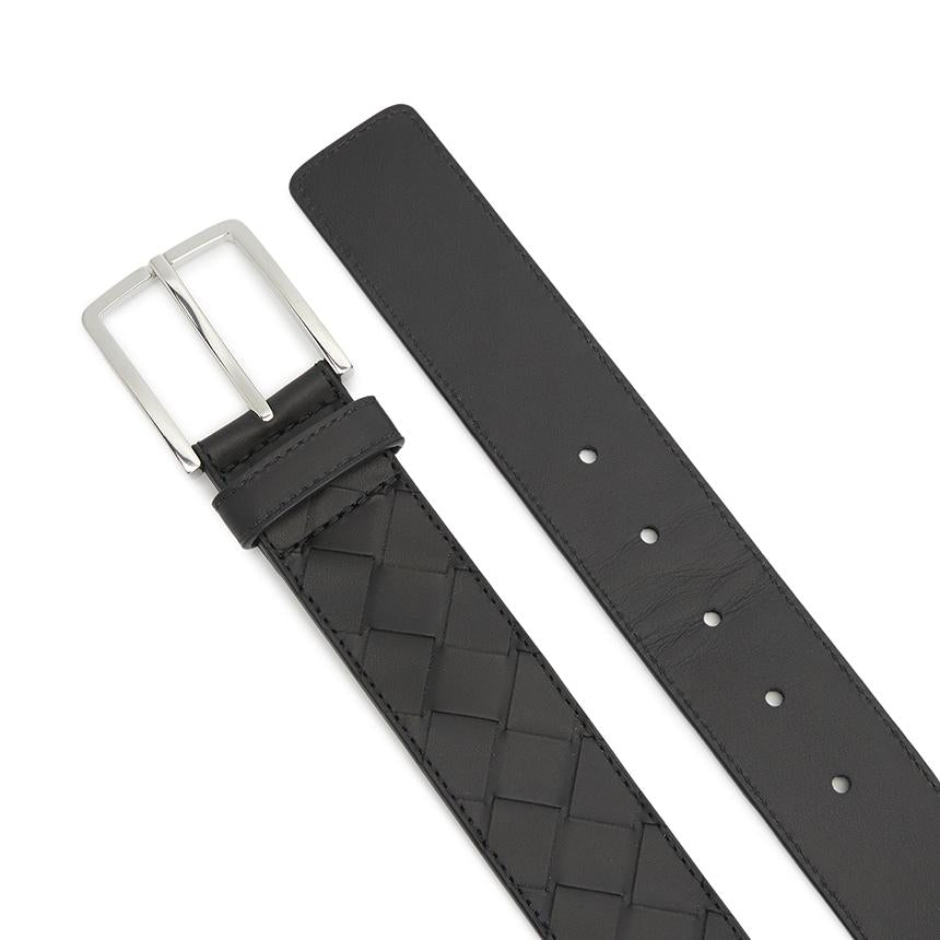 Bottega Veneta Intrecciato Black Leather Men's Belt