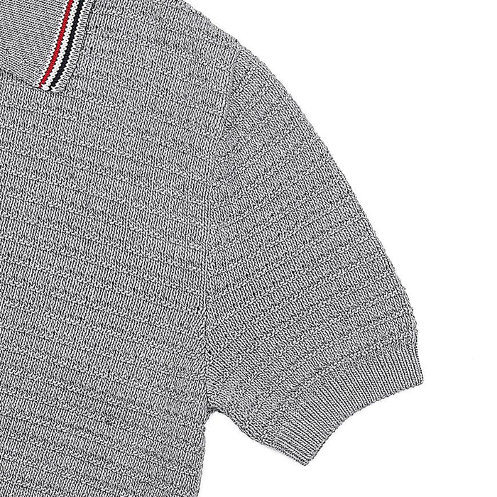 THOM BROWNE Textured Stitch Polo Shirt Men’s Gray Cotton
