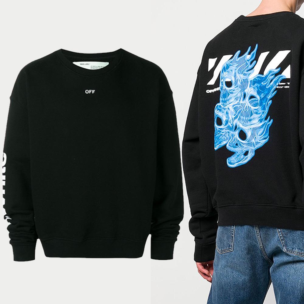 OFF WHITE Skull Graphic Sweatshirt Black Men’s Pullover Top