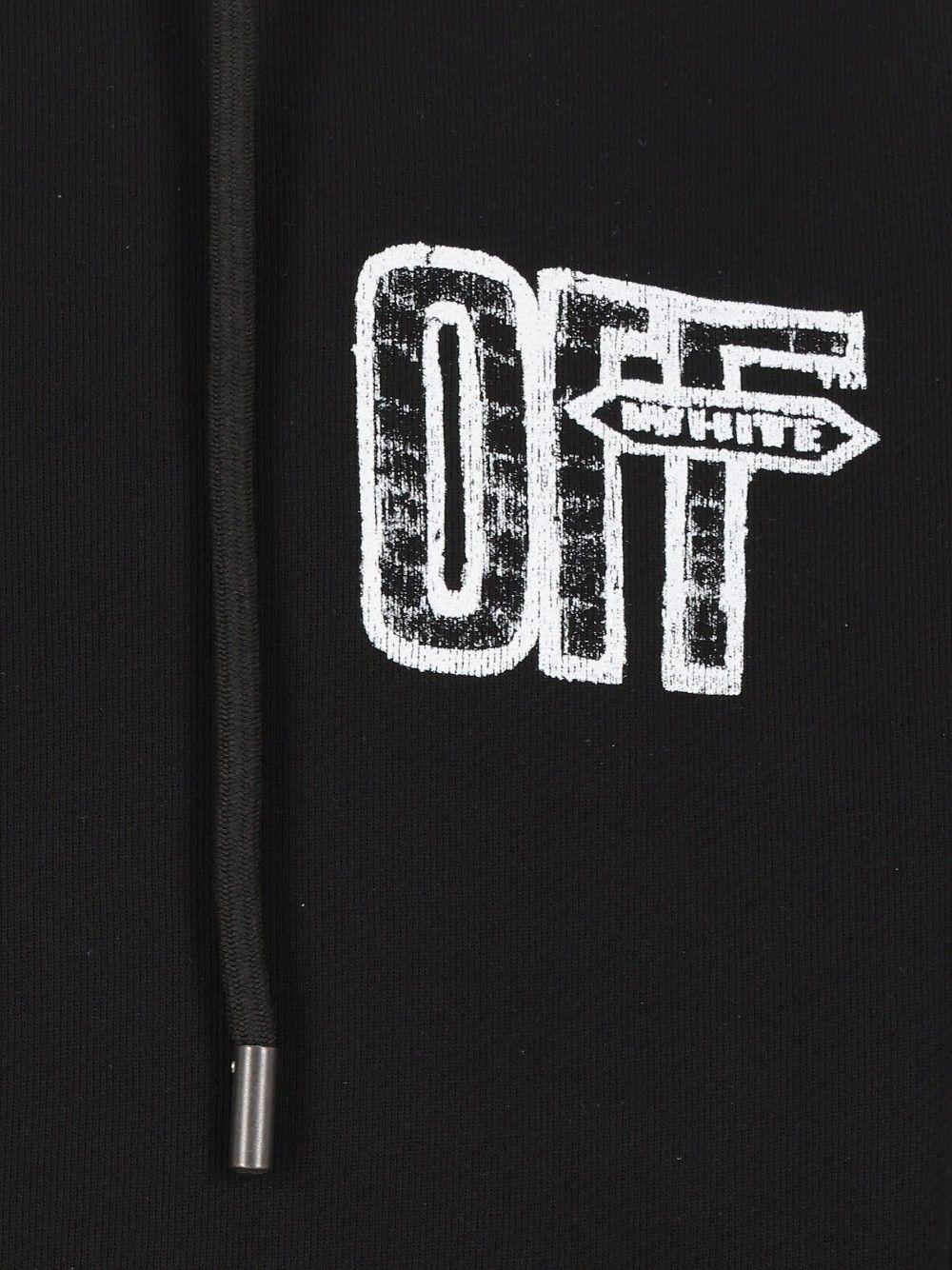 OFF WHITE Black Cotton Logo Print Hoodie