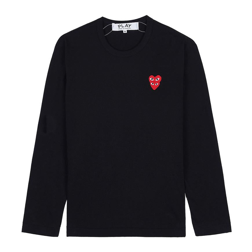 Comme des Garcons Unisex Double Heart Patch T-Shirt AX T292 051 BLACK