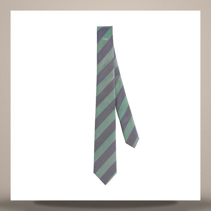DIOR Green Navy Blue Stonewashed Effect Silk Regimental Tie 68C1047B6159 C586