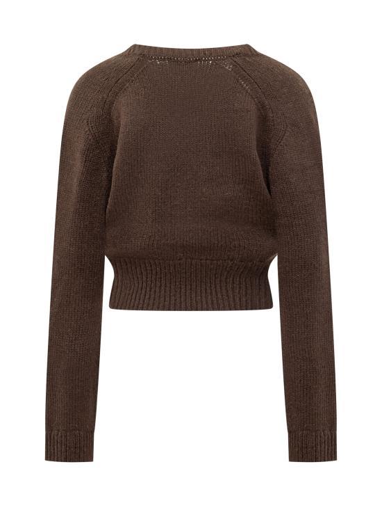 GANNI Wool Round Neck Sweater for Women K2614869 SHAVED CHOCOLATE DOM