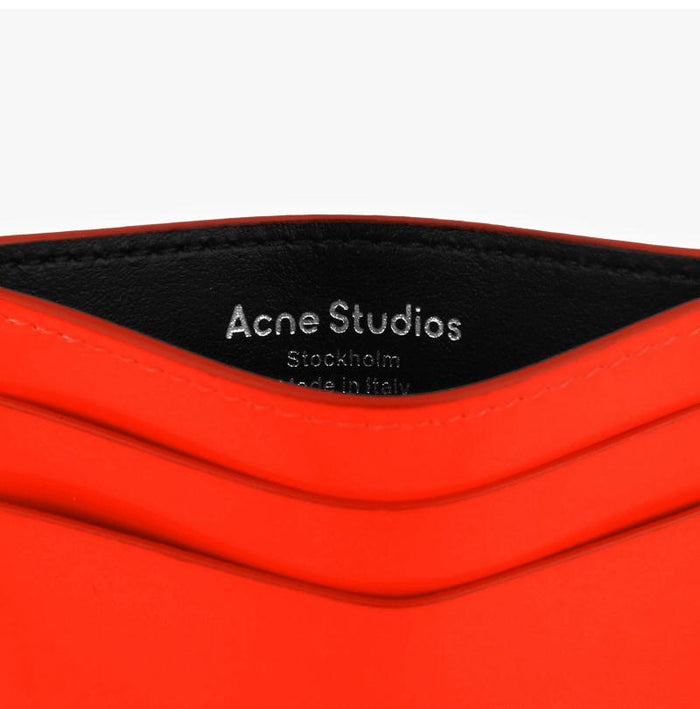Acne Studios Unisex Leather Card Holder Wallet CG0262 NEON RED