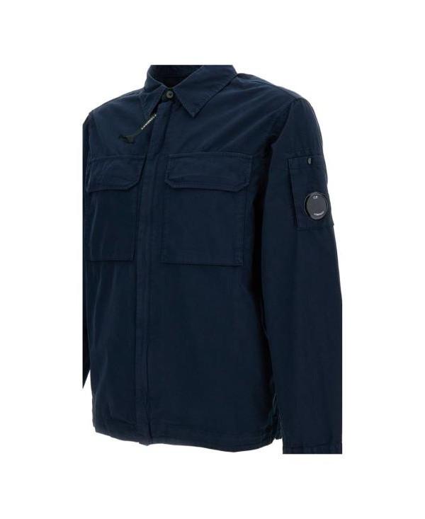 CP Company Gabardine Zip Lens Overshirt Organic Cotton Long Sleeve