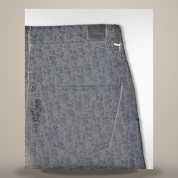 DIOR Regular Fit Navy Blue Dior Oblique Cotton Denim Blouse