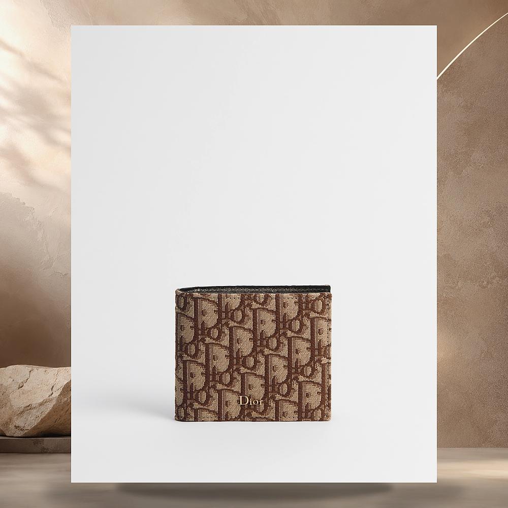 DIOR Brown Dior Oblique Jacquard Bifold Card Holder 2ESBH027YYEH45E