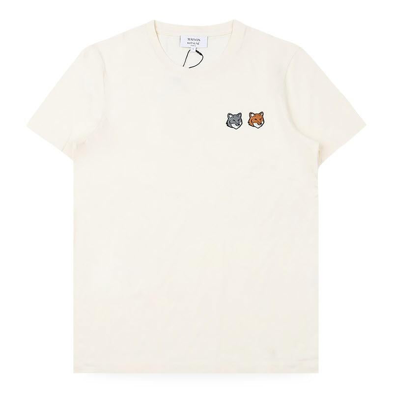 Maison Kitsune Double Fox Head Patch Short Sleeve T-Shirt Latte