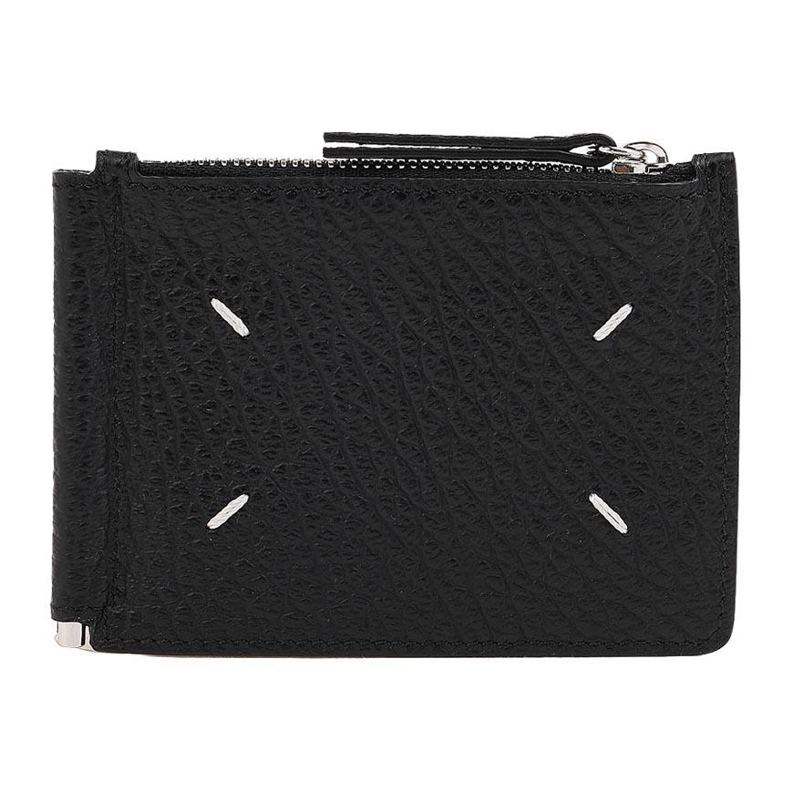 Maison Margiela Four-Stitch Leather Money Clip Wallet Black