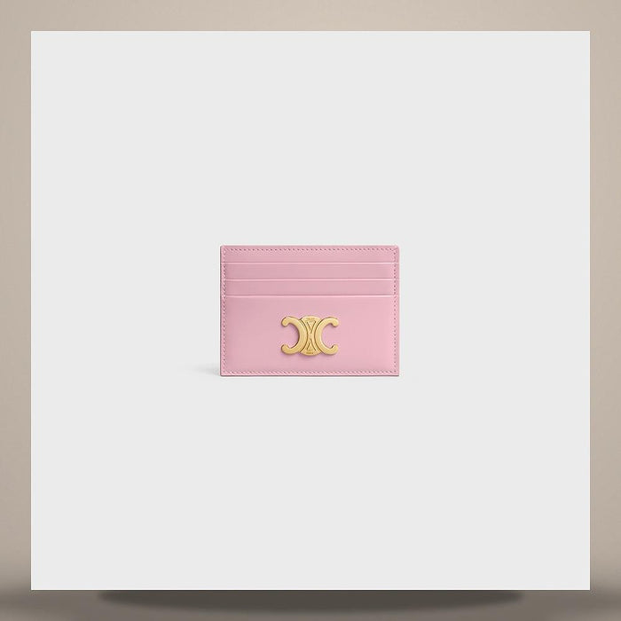 CELINE Triomphe Shiny Calfskin Card Holder Dirty Pink