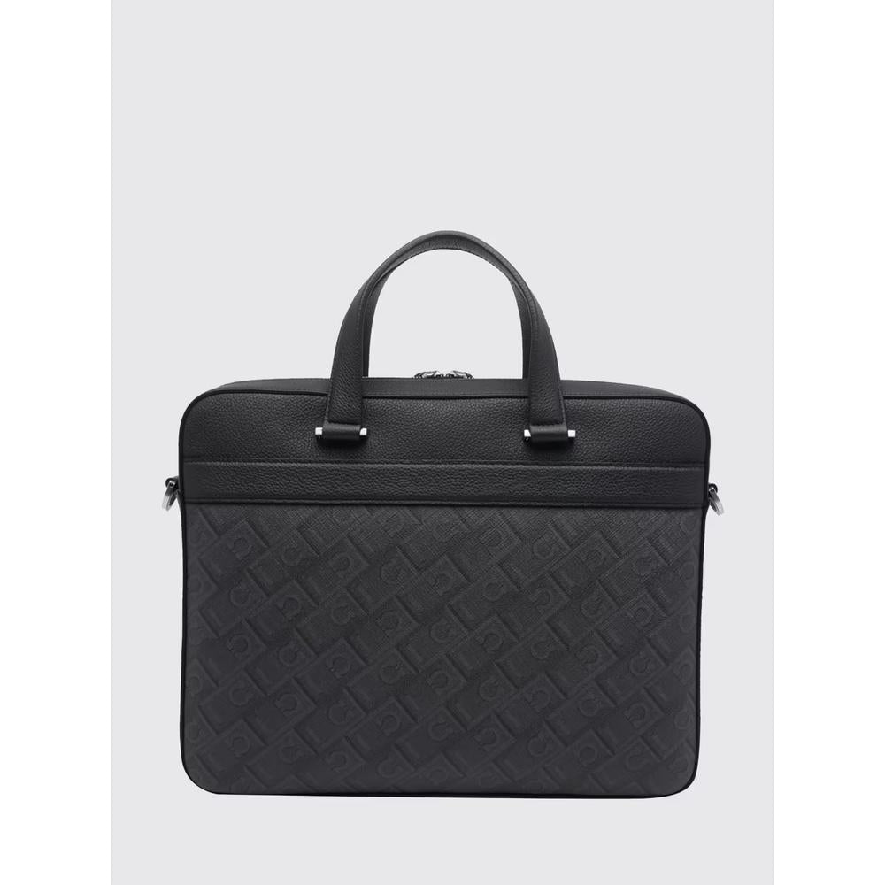Ferragamo Monogram Leather Business Tote Bag Black