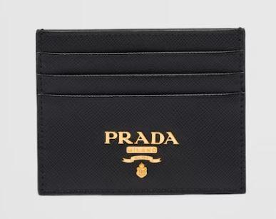 PRADA Saffiano Leather Metal Logo Card Holder Black