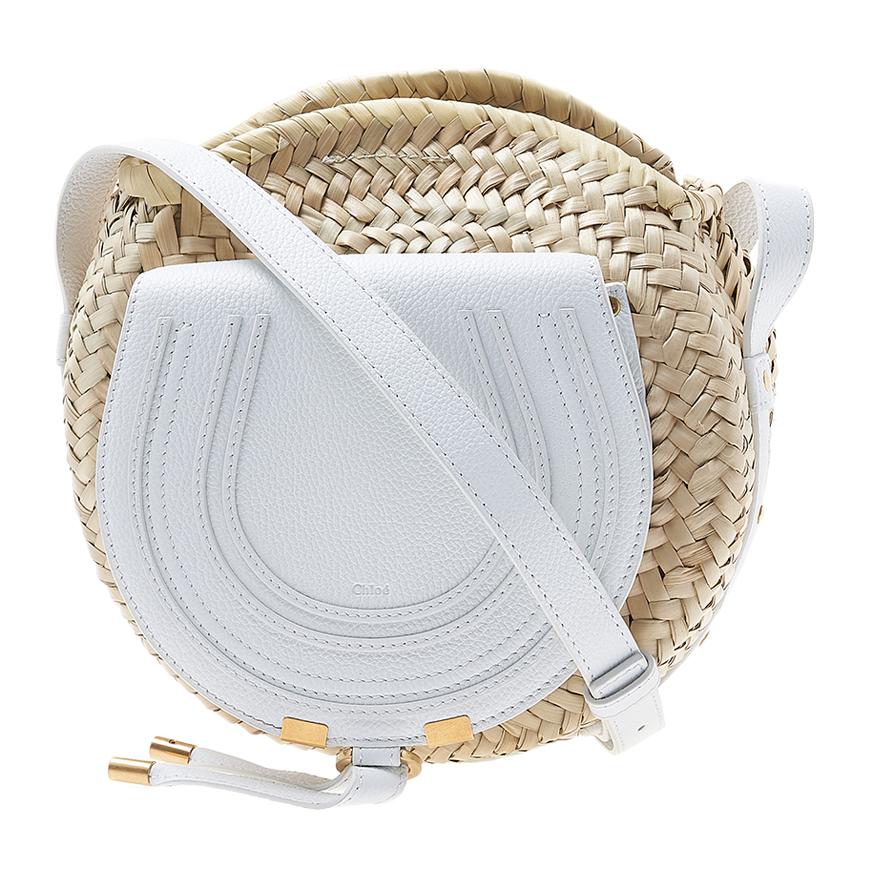 Chloe Marcie Basket Shoulder Bag Women’s Natural Woven Leather Trim