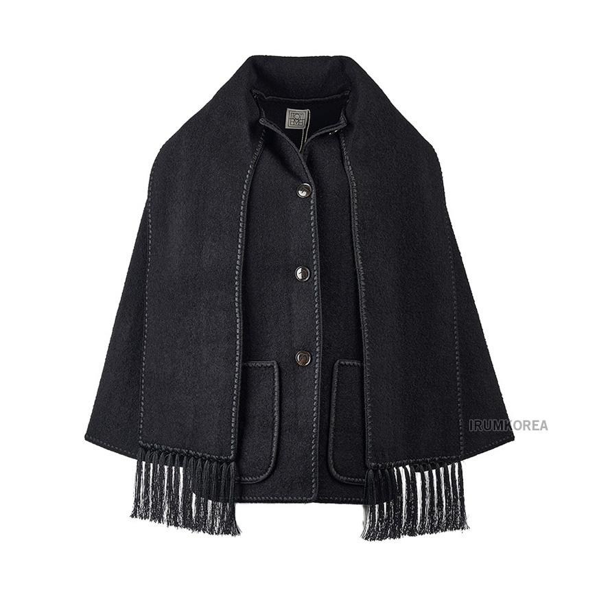 Toteme Women’s Scarf Detail Wool Coat Black 244WRO918 FB0292