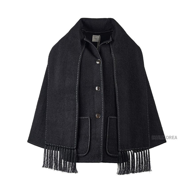 Toteme Women’s Scarf Detail Wool Coat Black 244WRO918 FB0292