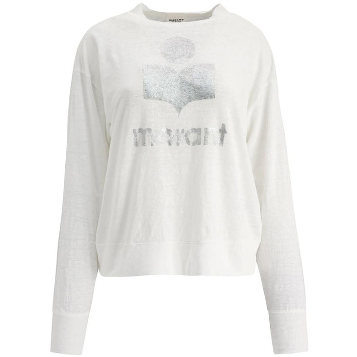 Isabel Marant KLOWIA Logo Linen T-Shirt White