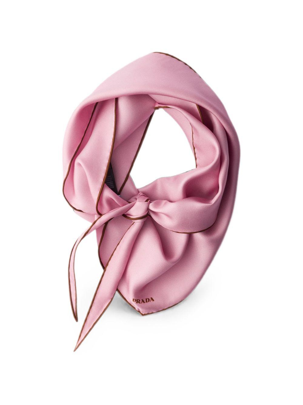 PRADA Silk Scarf Brown Beige Monogram Print