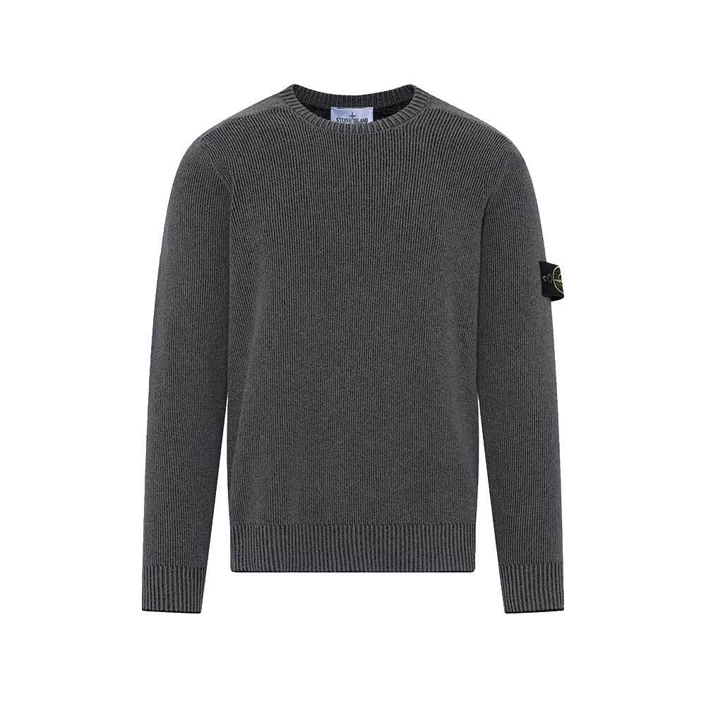STONE ISLAND Men’s Rib Bouclé Crewneck Sweater Melange Charcoal 5100033