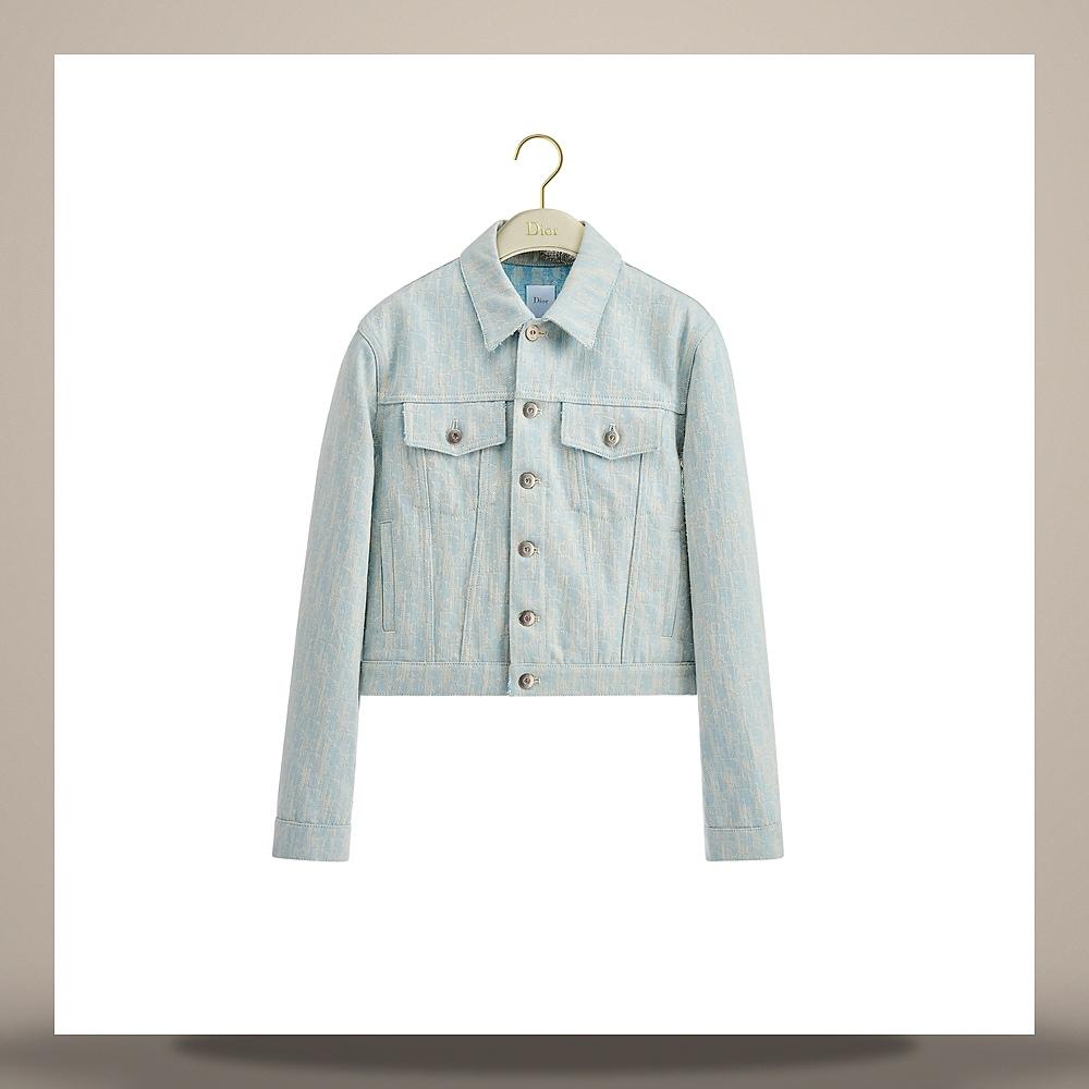 DIOR Light Blue Oblique Washed Cotton Denim Cropped Jacket 642V80A3803 X5800