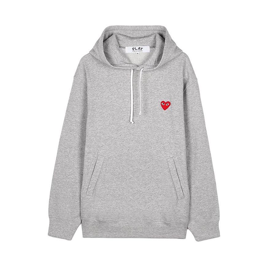 Comme des Garcons Red Heart Patch Unisex Hoodie AX T170 051 GREY