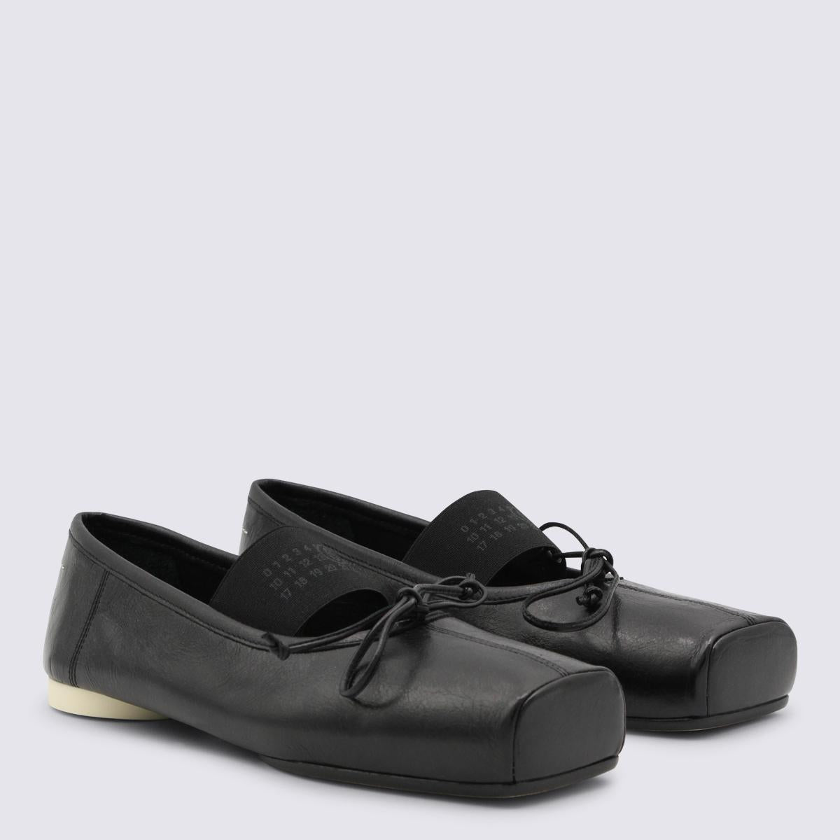 Maison Margiela Black Leather Ballet Flat Shoes