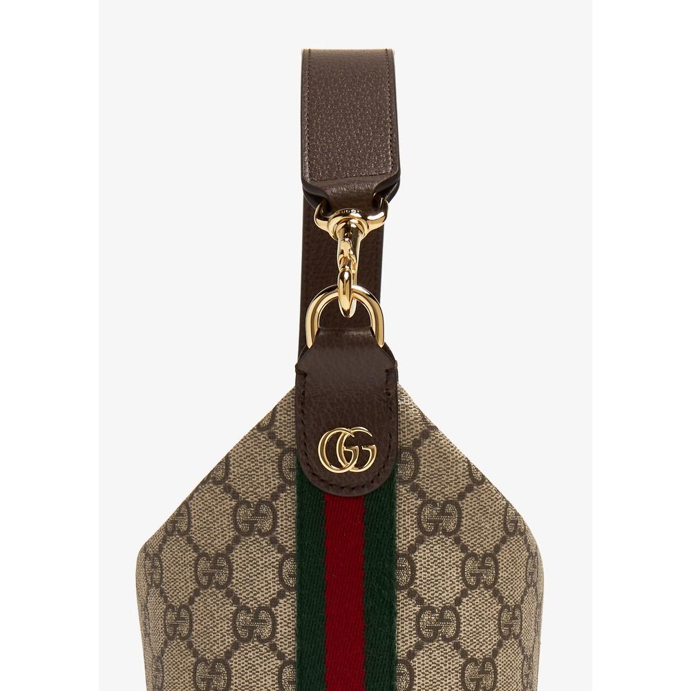 GUCCI Ophidia Mini Shoulder Bag Brown GG Supreme Canvas Leather Trim