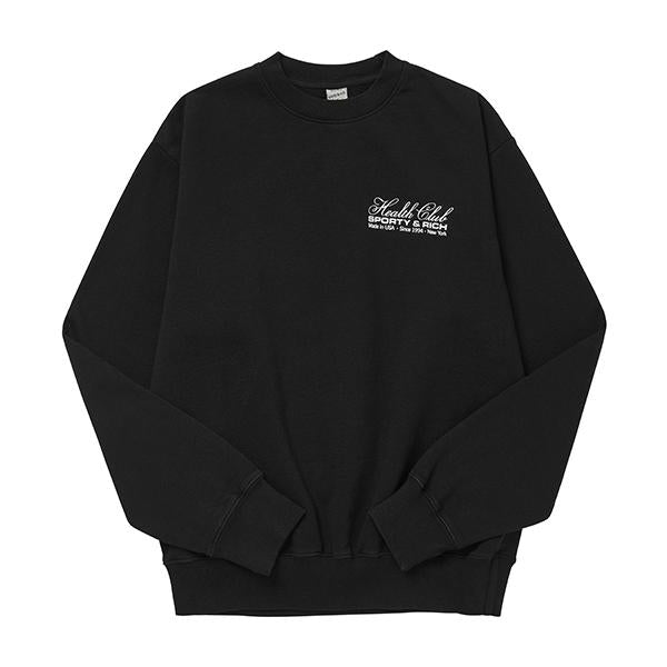 SPORTY&RICH Unisex Black Crewneck Sweatshirt CR832 BK