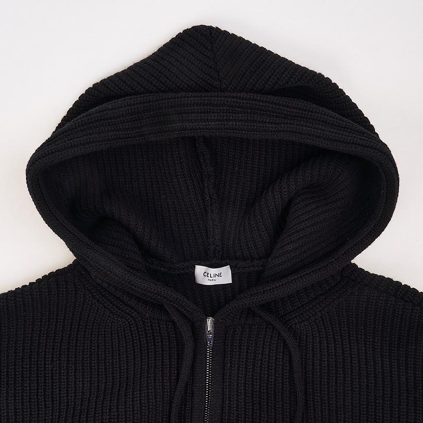 CELINE Men’s Ribbed Wool Hooded Cardigan RY0JF0ZTQ 38NO