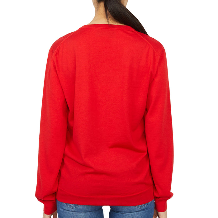 GUCCI Horsebit Red Wool V-Neck Sweater for Women