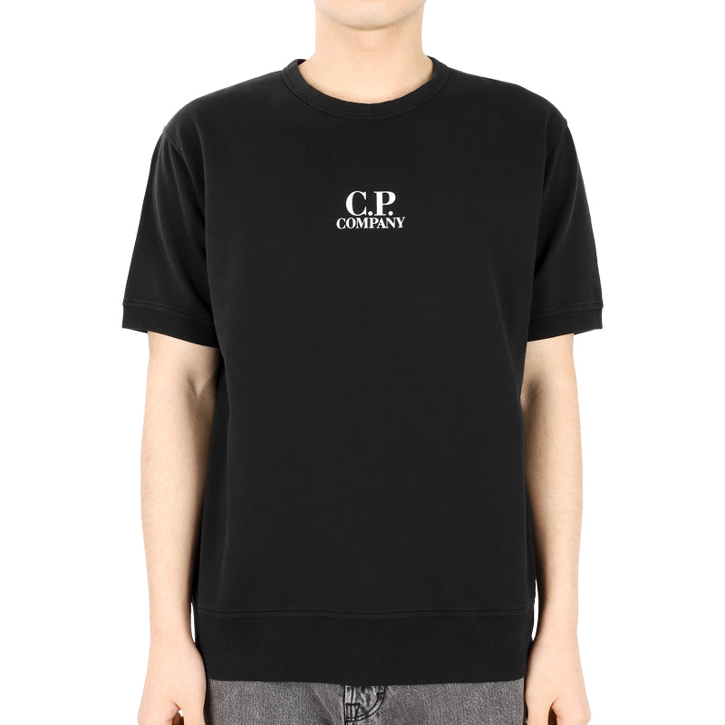 CP Company Logo Print Short Sleeve T-Shirt Black Mens 14CMSS183A 002246G 999
